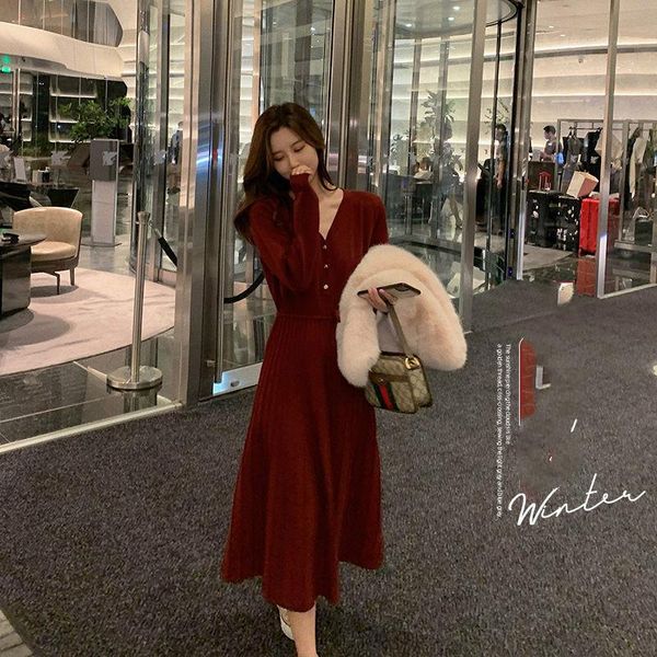 casual dresses 2021 women autumn winter knitted mid-long dress ladies high waist a-line v-neck vestido female slim pleated g54, Black;gray
casual dresses 2021 women autumn winter knitted mid-long dress ladies high waist a-line v-neck vestido female slim pleated g54, Black;gray