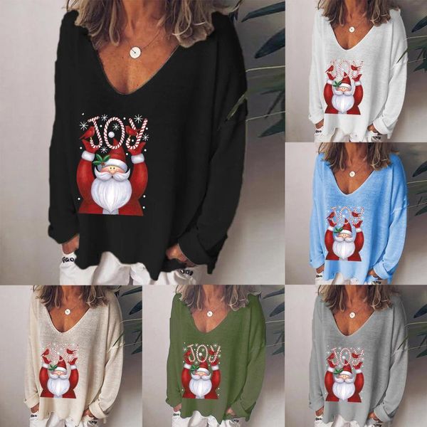 women's sweaters selling v-neck long sleeve t-shirt printed by santa claus, White;black
women's sweaters selling v-neck long sleeve t-shirt printed by santa claus, White;black
