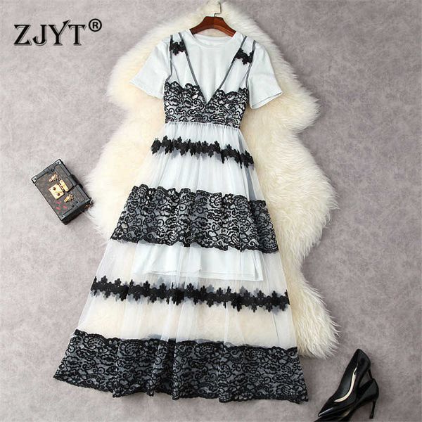 summer women's fashion short sleeve solid long t-shirt+gauze embroidery midi dress casual female clothing holiday robe femme 210601, Black;gray
summer women's fashion short sleeve solid long t-shirt+gauze embroidery midi dress casual female clothing holiday robe femme 210601, Black;gray