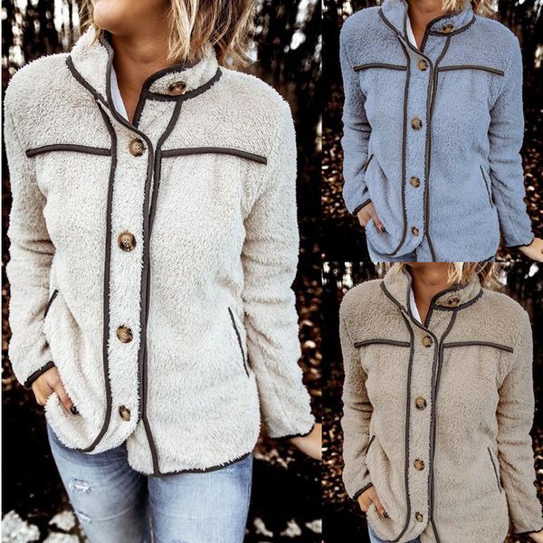 women splice casual jackets autumn winter soft fur warm buttons down long sleeves coat fleece stand collar female outerwear, Black;brown
women splice casual jackets autumn winter soft fur warm buttons down long sleeves coat fleece stand collar female outerwear, Black;brown