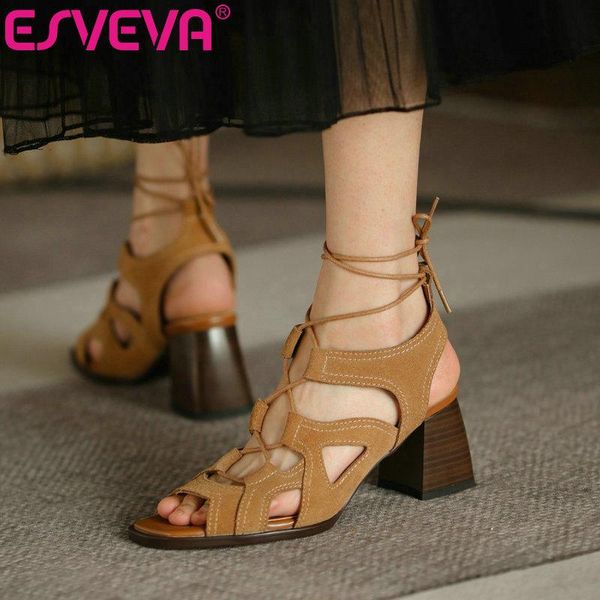 sandals esveva 2021 genuine leather lace up female shoes summer peep toe fashion square high heel rome women size 34-39, Black
sandals esveva 2021 genuine leather lace up female shoes summer peep toe fashion square high heel rome women size 34-39, Black