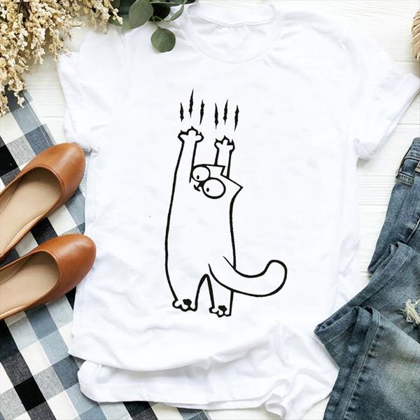 cat cartoon funny trend style womens t shirts 90s fashion print tee for clothes female graphic, White
cat cartoon funny trend style womens t shirts 90s fashion print tee for clothes female graphic, White