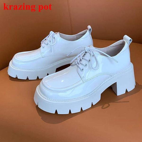 dress shoes krazing pot genuine leather round toe lace up casual long legs women thick heels solid color waterproof korean pumps l03, Black
dress shoes krazing pot genuine leather round toe lace up casual long legs women thick heels solid color waterproof korean pumps l03, Black
