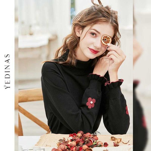 yedinas knit flower sweater women long sleeve o-neck jumper soft female casual thin pullover ladies autumn winter slim sweaters 210527, White;black
yedinas knit flower sweater women long sleeve o-neck jumper soft female casual thin pullover ladies autumn winter slim sweaters 210527, White;black