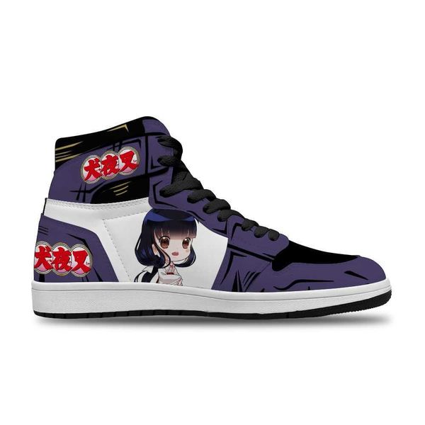 japanese anime cartoon inuyasha diy breathable sports non-slip basketball shoes for man fashion shoe high basketball shoes