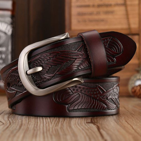 2021 new handcrafted eagle shells belt layer leather belts for men pin buckle cowhide luxury strap 9mdx, Black;brown
2021 new handcrafted eagle shells belt layer leather belts for men pin buckle cowhide luxury strap 9mdx, Black;brown