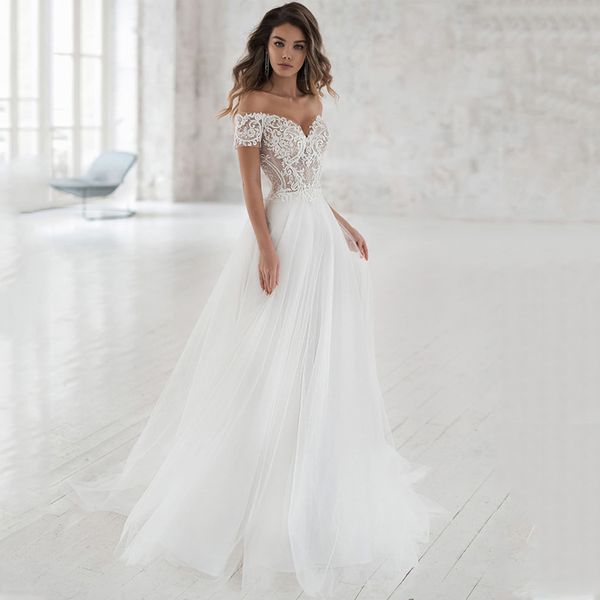 wedding dress off the shoulder appliqued bride dresses a line elegant lace wedding bridal gowns 2021 vestido de noiva brautkleid, White
wedding dress off the shoulder appliqued bride dresses a line elegant lace wedding bridal gowns 2021 vestido de noiva brautkleid, White