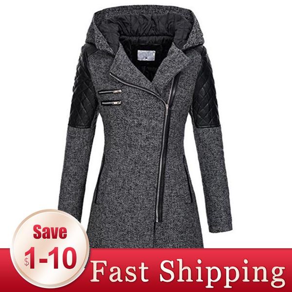 women winter hooded coat autumn zipper slim outerwear spring fashion patchwork black female warm windproof overcoats
women winter hooded coat autumn zipper slim outerwear spring fashion patchwork black female warm windproof overcoats