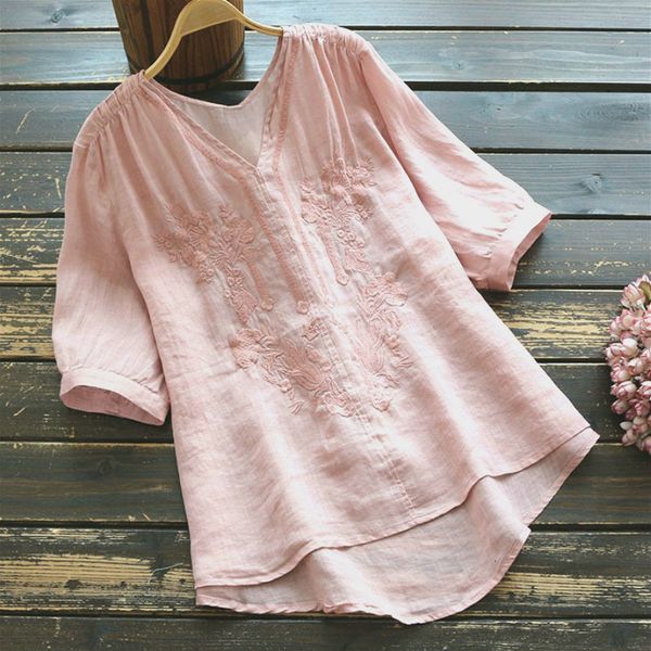 2021 new half sleeve pink floral embroidery cotton women blouses shirts vintage casual shirt summer pullover gur6, Black;brown
2021 new half sleeve pink floral embroidery cotton women blouses shirts vintage casual shirt summer pullover gur6, Black;brown