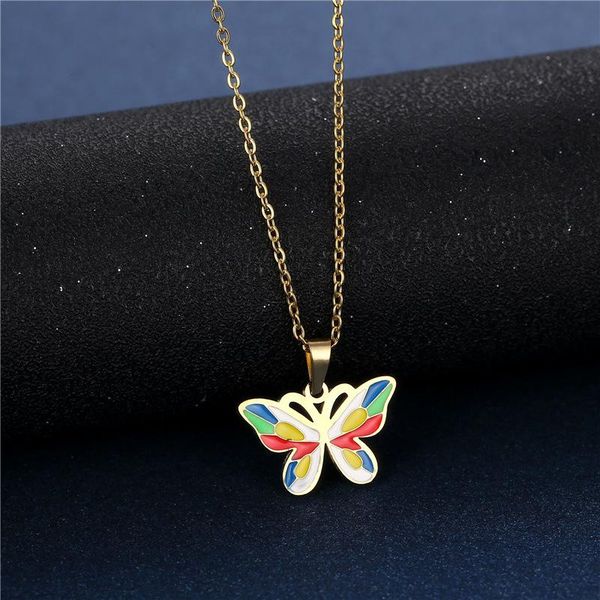 chains colorful butterfly necklace earring set european and american stainless steel clavicle pendant three-piece for women, Silver
chains colorful butterfly necklace earring set european and american stainless steel clavicle pendant three-piece for women, Silver
