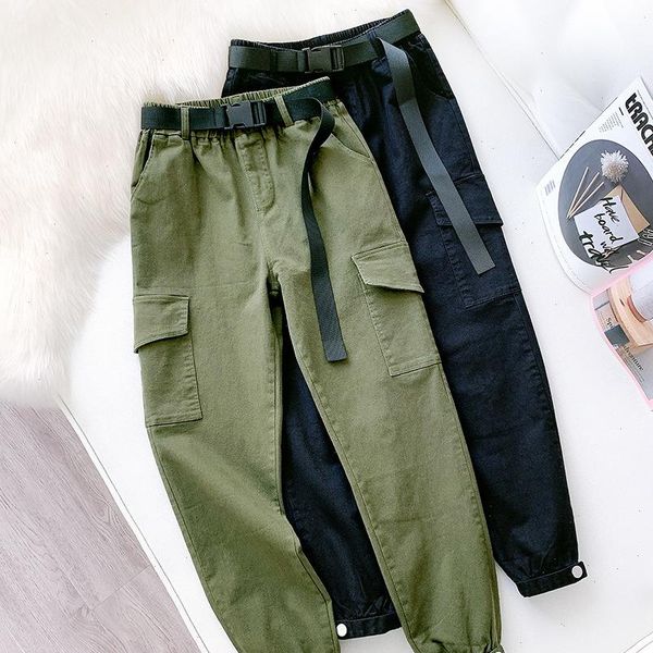 women streetwear cargo pants high waist loose slouchy pockets boyfriend pants casual ladies belt harem pants trousers, Black;white
women streetwear cargo pants high waist loose slouchy pockets boyfriend pants casual ladies belt harem pants trousers, Black;white