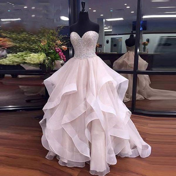 light pink tiered organza ruffles prom dresses 2021 a line sweetheart elegant prom evening gowns long vestido formatura custom made, Black;red
light pink tiered organza ruffles prom dresses 2021 a line sweetheart elegant prom evening gowns long vestido formatura custom made, Black;red
