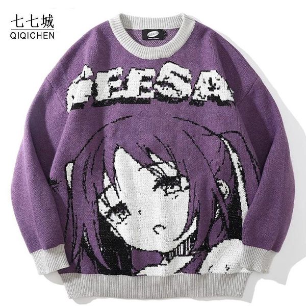 men's sweaters oversized men women japanese anime girl pullovers o-neck 2021 autumn streetwear fashion cotton knitted sweater, White;black
men's sweaters oversized men women japanese anime girl pullovers o-neck 2021 autumn streetwear fashion cotton knitted sweater, White;black