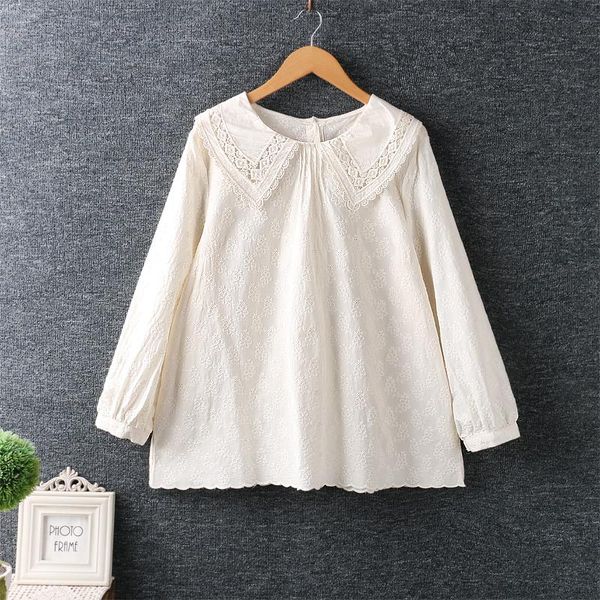 women's blouses & shirts spring clothing literary small fresh pointed collar heavy industry embroidery babyblouse long-sleeved cotton a, White
women's blouses & shirts spring clothing literary small fresh pointed collar heavy industry embroidery babyblouse long-sleeved cotton a, White