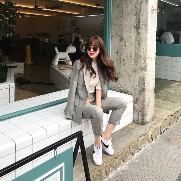 spring and autumn new fashion plaid blazer women slim thin nine pants settwo-piece set ms. trend wild absp, White;black
spring and autumn new fashion plaid blazer women slim thin nine pants settwo-piece set ms. trend wild absp, White;black