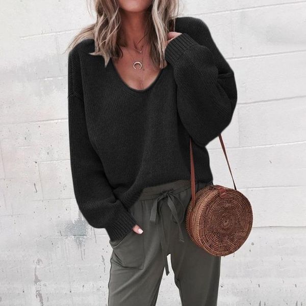 casual knitted sweater women streetwear v neck long sleeve pullovers loose solid coat 2021 autumn winter fashion women's sweater, White;black
casual knitted sweater women streetwear v neck long sleeve pullovers loose solid coat 2021 autumn winter fashion women's sweater, White;black