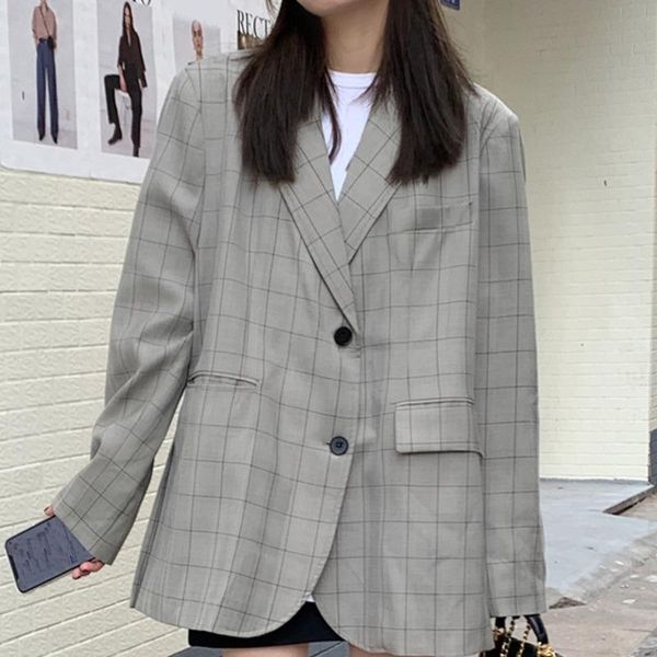 women's suits & blazers vintage plaid blazer jacket loose long sleeve office lady coat pockets single breasted outerwear notched collar, White;black
women's suits & blazers vintage plaid blazer jacket loose long sleeve office lady coat pockets single breasted outerwear notched collar, White;black