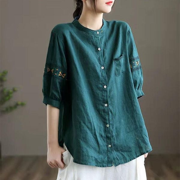 women's blouses & shirts arrival 2021 summer arts style women half sleeve cotton casual vintage embroidery o-neck loose plus size v331, White
women's blouses & shirts arrival 2021 summer arts style women half sleeve cotton casual vintage embroidery o-neck loose plus size v331, White