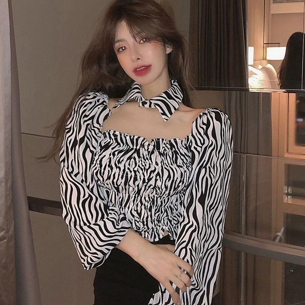 women's blouses & shirts retro puff sleeve short blouse women slash neck fake collar female zebra printed, White
women's blouses & shirts retro puff sleeve short blouse women slash neck fake collar female zebra printed, White