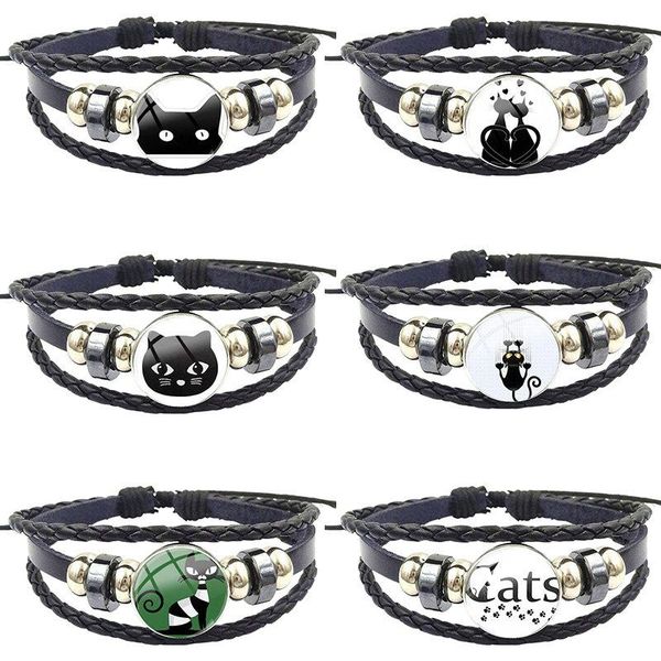 charm bracelets cat kitten for women kids fashion glass cabochon black leather bracelet bangle handmade maxi lovers gifts, Golden;silver
charm bracelets cat kitten for women kids fashion glass cabochon black leather bracelet bangle handmade maxi lovers gifts, Golden;silver
