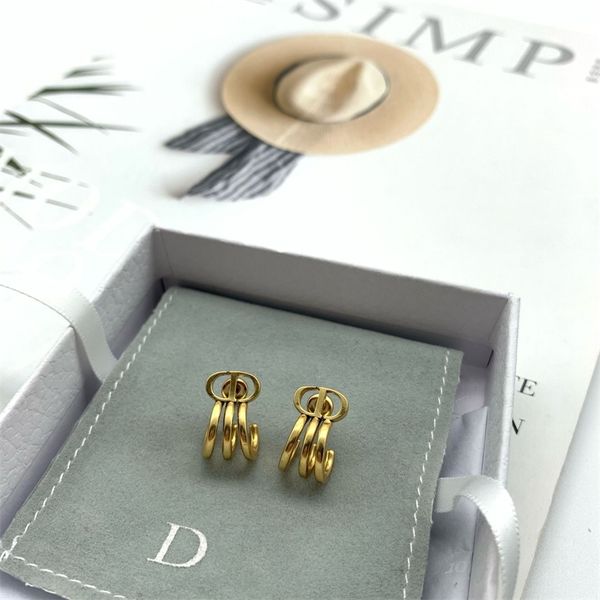 70% off outlet online 2021 new letter multi ring earrings for women, Golden