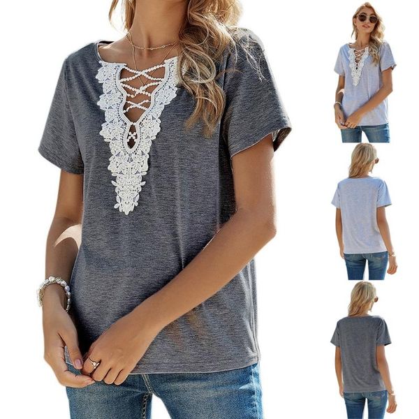 women's t-shirt kuelawear loose lace v-neck short sleeve womens pure color hollow out pullover t-shirts ladies fashion summer casual co, White
women's t-shirt kuelawear loose lace v-neck short sleeve womens pure color hollow out pullover t-shirts ladies fashion summer casual co, White