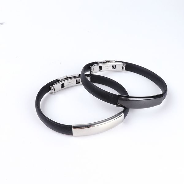 fancy design 0.8cm width black silicone silver stainless steel charm bracelet, Golden;silver
fancy design 0.8cm width black silicone silver stainless steel charm bracelet, Golden;silver