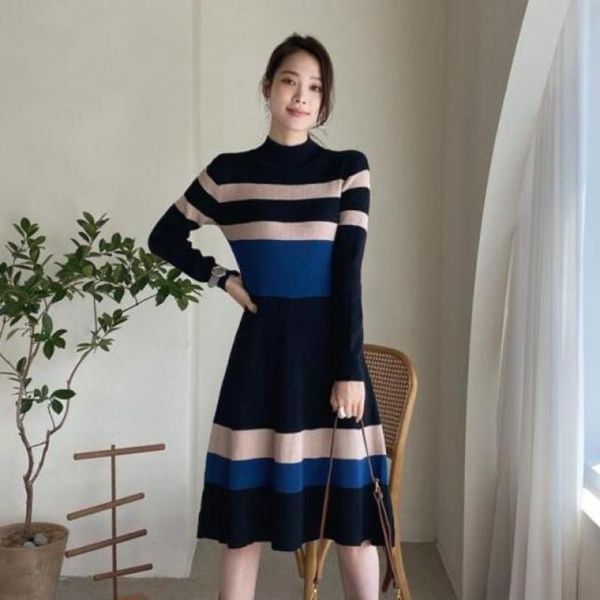 casual dresses korean runway chic elegant knitting sweater dress long sleeve lace up stretch knit vintage stripe vestido, Black;gray
casual dresses korean runway chic elegant knitting sweater dress long sleeve lace up stretch knit vintage stripe vestido, Black;gray