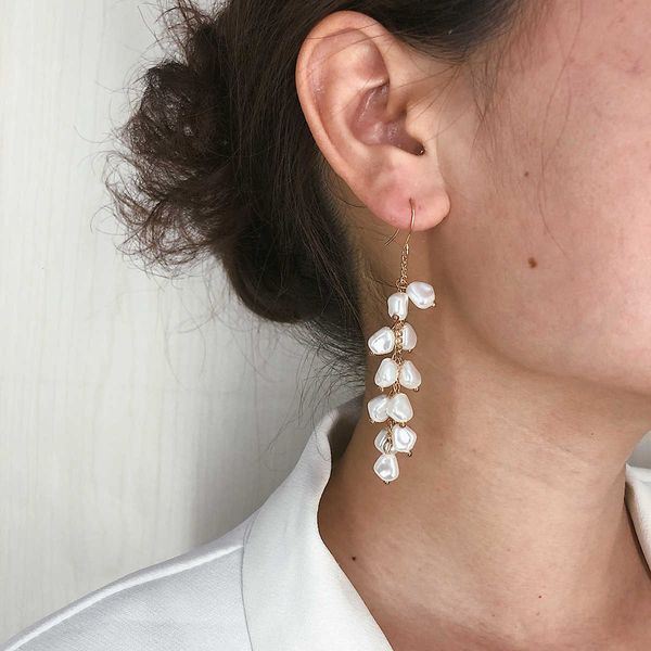 jewelry geometry versatile tassel simple personality special shaped pearl pendant long earrings female, Silver
jewelry geometry versatile tassel simple personality special shaped pearl pendant long earrings female, Silver