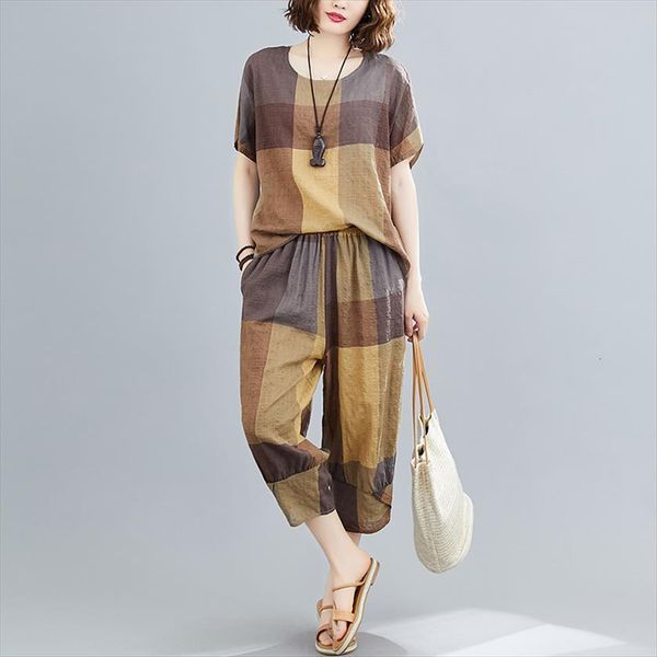 thin soft cotton linen loose womens tracksuits clothes harem pants two piece casual set vintage plaid lady summer fashion, Gray
thin soft cotton linen loose womens tracksuits clothes harem pants two piece casual set vintage plaid lady summer fashion, Gray