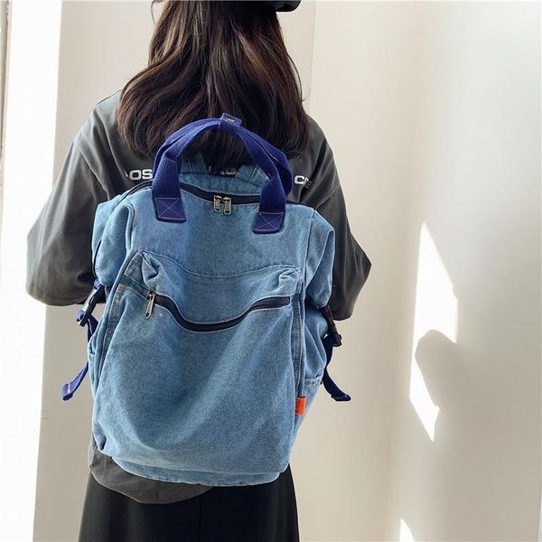 backpack japan and korea style denim backpacks casual large capacity women men travel bags mochila school good quality
backpack japan and korea style denim backpacks casual large capacity women men travel bags mochila school good quality