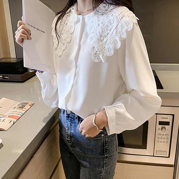 women's blouses & shirts women long sleeve lace collar white shirt 2021 summer sweet chiffon blouse rk
women's blouses & shirts women long sleeve lace collar white shirt 2021 summer sweet chiffon blouse rk