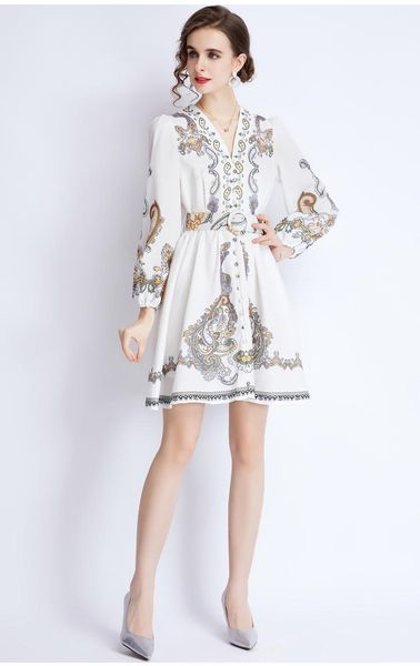 casual dresses autumn vintage flax white color print belt single breasted v-neck long sleeves waist tight dress, Black;gray
casual dresses autumn vintage flax white color print belt single breasted v-neck long sleeves waist tight dress, Black;gray
