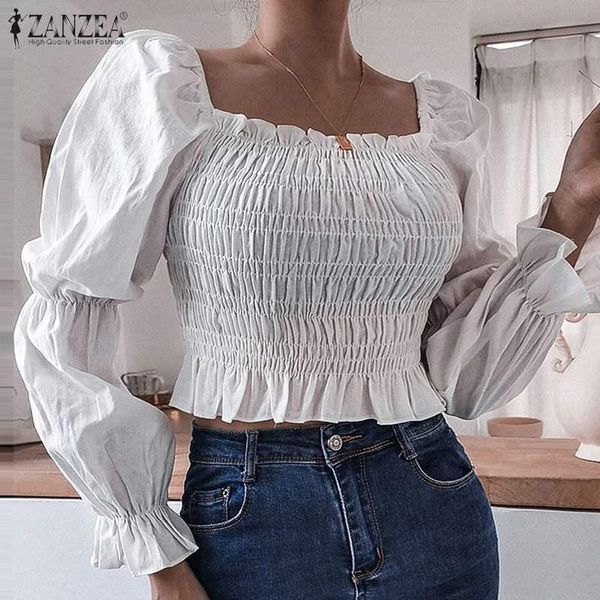women's blouses & shirts long puff sleeve shirt 2022 spring casual smocking short crop fashion vintage square neck chemise, White
women's blouses & shirts long puff sleeve shirt 2022 spring casual smocking short crop fashion vintage square neck chemise, White