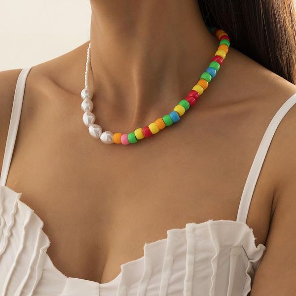 chokers jewelry simple candy color stitching round bead clavicle chain ins hit imitation pearl single-layer necklace, Golden;silver
chokers jewelry simple candy color stitching round bead clavicle chain ins hit imitation pearl single-layer necklace, Golden;silver