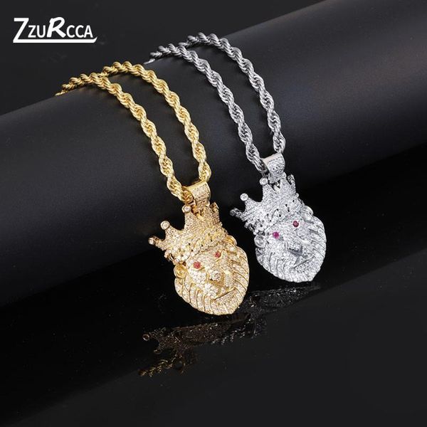 chains hip hop lion crown pendant necklace gold rope chain cubic zirconia stone necklaces for women men colar masculino, Silver
chains hip hop lion crown pendant necklace gold rope chain cubic zirconia stone necklaces for women men colar masculino, Silver