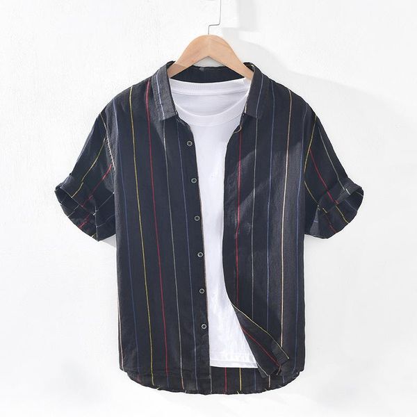 men's casual shirts 1708 100% healthy linen fashion short sleeve lapel striped simple japan minimalist summer soft breathable, White;black
men's casual shirts 1708 100% healthy linen fashion short sleeve lapel striped simple japan minimalist summer soft breathable, White;black