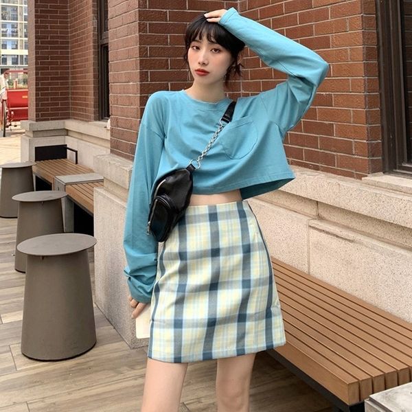 autumn fashion two outfits cotton plaid skirt o neck sleeve shirt crop sweet 2 piece set women gukz, Black
autumn fashion two outfits cotton plaid skirt o neck sleeve shirt crop sweet 2 piece set women gukz, Black