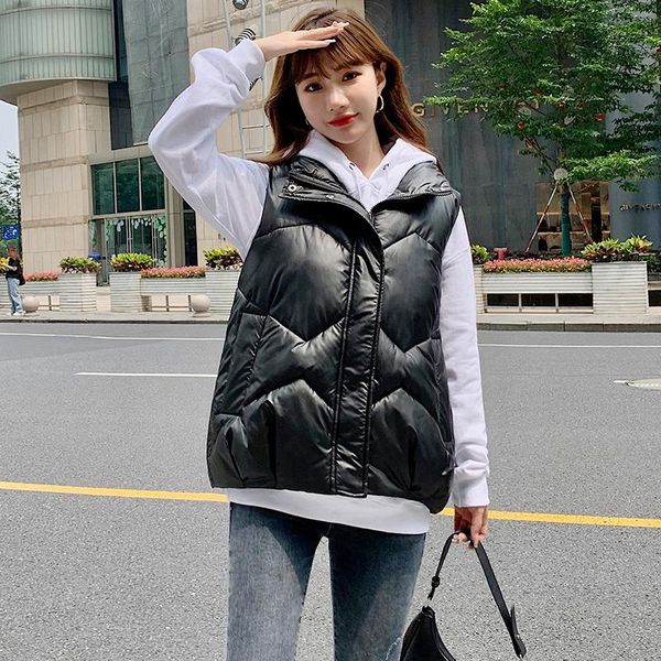 women's vests isenmal stand collar winter women vest solid ladies cotton padded lady student autumn waistcoat sleeveless jacket for, Black;white
women's vests isenmal stand collar winter women vest solid ladies cotton padded lady student autumn waistcoat sleeveless jacket for, Black;white