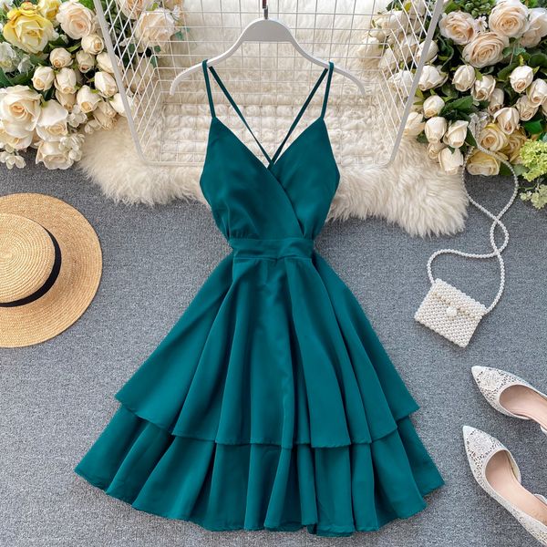 elegant solid female a-line lady dressed in high waist summer beach spring with neckline on v without back rent to frilly cakes w8my, Black;gray
elegant solid female a-line lady dressed in high waist summer beach spring with neckline on v without back rent to frilly cakes w8my, Black;gray