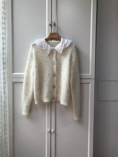 women's knits & tees ladies 2021 fashion long sleeve casual full rhinestone handmade nail mohair cardigan 0924, White
women's knits & tees ladies 2021 fashion long sleeve casual full rhinestone handmade nail mohair cardigan 0924, White
