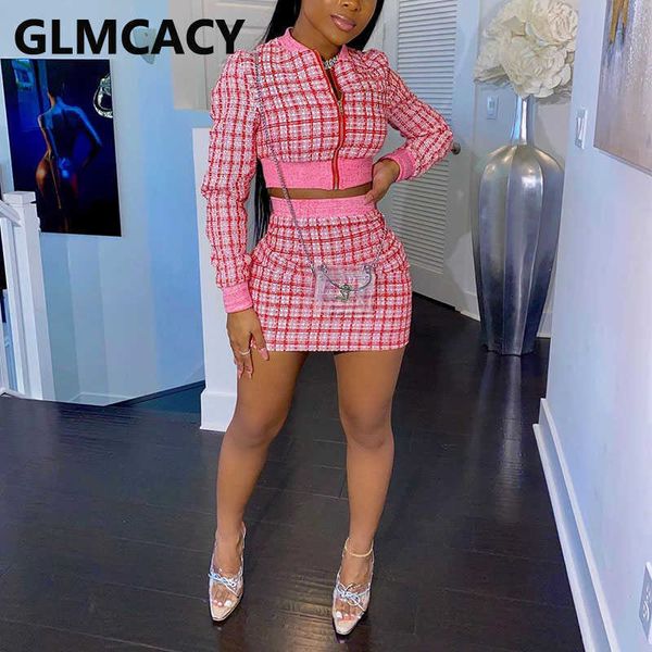 women two piece plaid work suits long sleeve zipper short blazer and mini skirt set 210702, White
women two piece plaid work suits long sleeve zipper short blazer and mini skirt set 210702, White