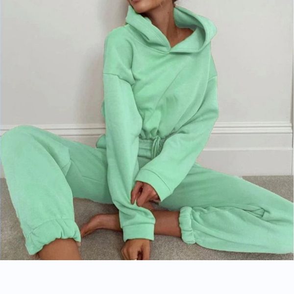 2021 autumn and winter new fashion long-sleeved hooded sports and leisure women's two-piece suit, White
2021 autumn and winter new fashion long-sleeved hooded sports and leisure women's two-piece suit, White