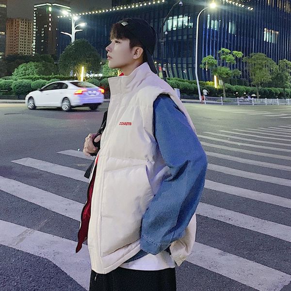 autumn and winter waistcoat men's trend loose tooling coat sleeveless vest wearing down cotton jacket, Black;white
autumn and winter waistcoat men's trend loose tooling coat sleeveless vest wearing down cotton jacket, Black;white