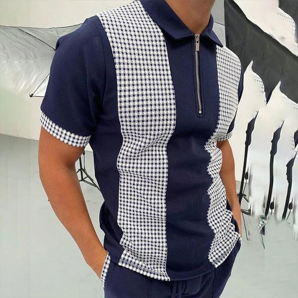 black and white geometric printed mens polo shirts short sleeve casual turn down collar zipper summer harajuku, White;black
black and white geometric printed mens polo shirts short sleeve casual turn down collar zipper summer harajuku, White;black