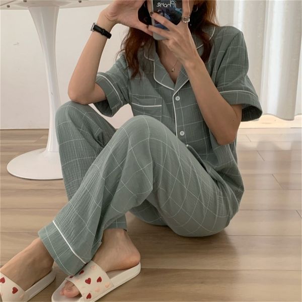women's sleepwear stylish summer plaid thin soft loose-fitting 2021 printed homewear femme chic casual pajamas sets sidg, Black;red
women's sleepwear stylish summer plaid thin soft loose-fitting 2021 printed homewear femme chic casual pajamas sets sidg, Black;red