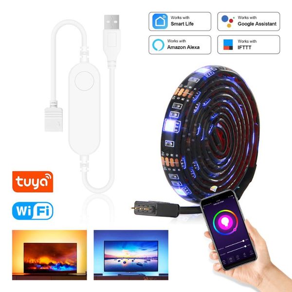 usb smart wifi led strip lights with alexa tuya smart, app control, music sync, rgb color changing led lights for tv pc bedroom
usb smart wifi led strip lights with alexa tuya smart, app control, music sync, rgb color changing led lights for tv pc bedroom
