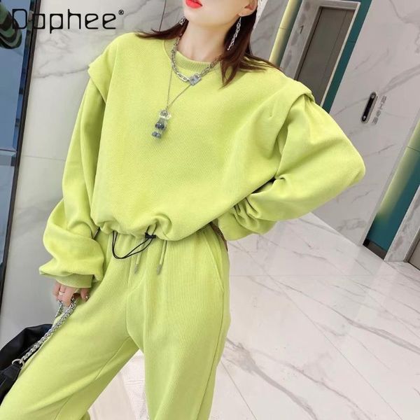 women's two piece pants 2021 spring solid color splicing pullover batwing sleeve elastic high waist casual suit, White
women's two piece pants 2021 spring solid color splicing pullover batwing sleeve elastic high waist casual suit, White