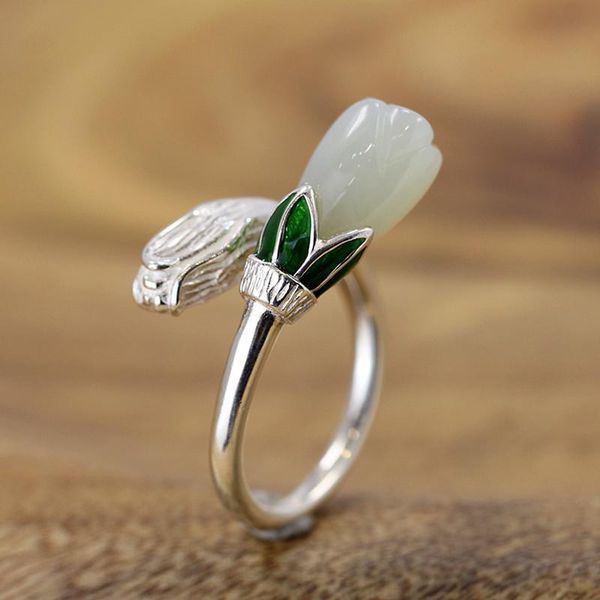 cluster rings natural hetian white magnolia flower opening adjustable ring chinese retro light luxury charm women's silver jewelry, Golden;silver
cluster rings natural hetian white magnolia flower opening adjustable ring chinese retro light luxury charm women's silver jewelry, Golden;silver
