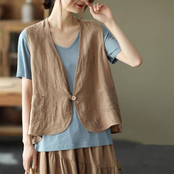 women's vests summer retro literary hook line imitation linen sleeveless vest ladies loose waistcoat cardigan jacket women, Black;white
women's vests summer retro literary hook line imitation linen sleeveless vest ladies loose waistcoat cardigan jacket women, Black;white